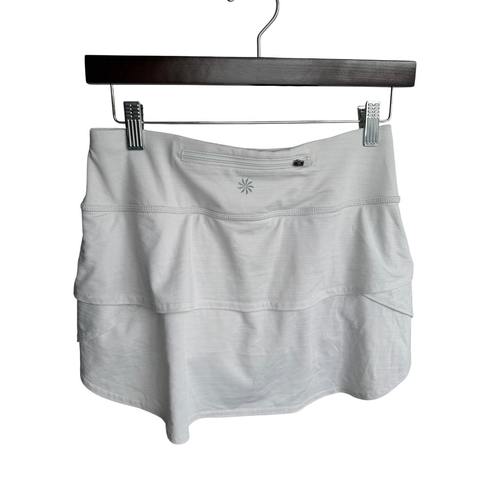 Athleta Athletic Skort Size XS White Tiered Ruffle Back Zip Pocket